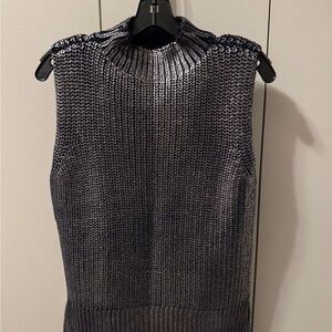 Anthropologie Charcoal Sleeveless Mock Neck Knit Tank